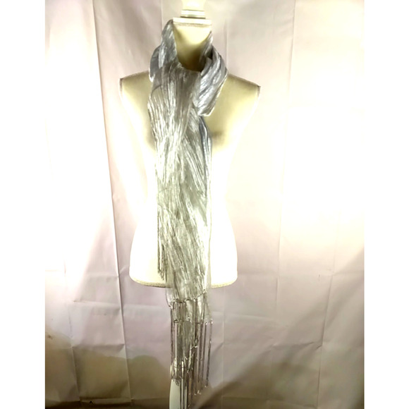 Collection XIIX Women's Shimmer Metallic Evening Wrap Scarf 72 X 20 Fringe - Picture 10 of 11